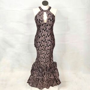 NWOT Nightway Glitter Lace Mermaid Gown With Scalloped Bodice Sz 6